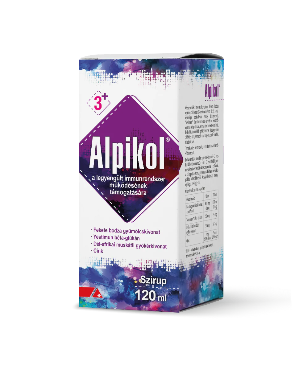 Alpikol gyógynövény szirup cinkkel, málna ízben 120ml - Image 2