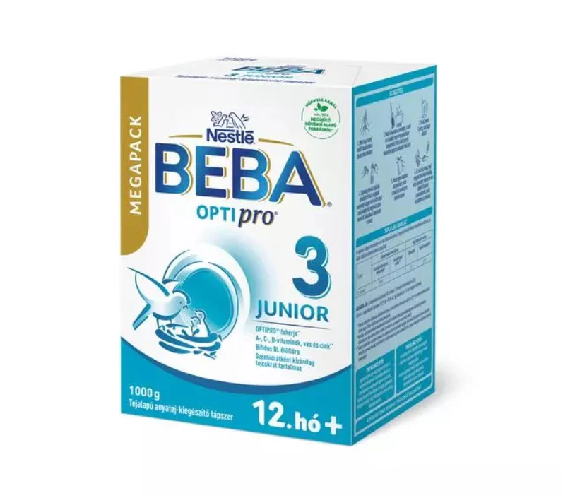 BEBA OPTIpro 3 Junior tejalapú anyatej-kiegészítő tápszer Mega Pack 12 hónapos kortól 1000g