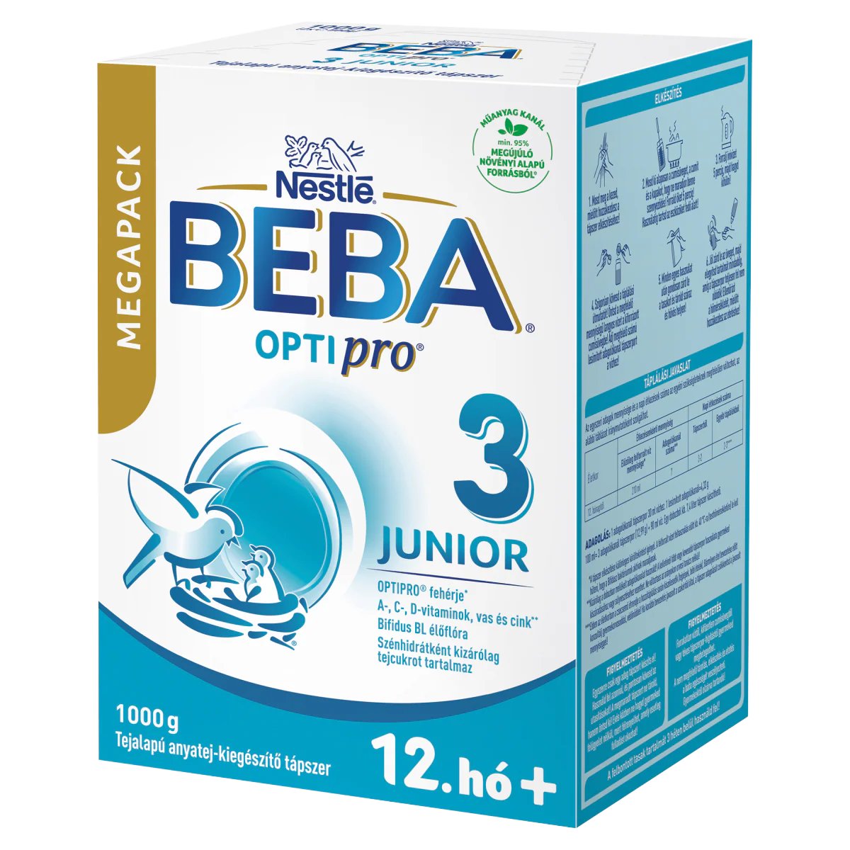 BEBA OPTIpro 3 Junior tejalapú anyatej-kiegészítő tápszer Mega Pack 12 hónapos kortól 1000g - Image 2