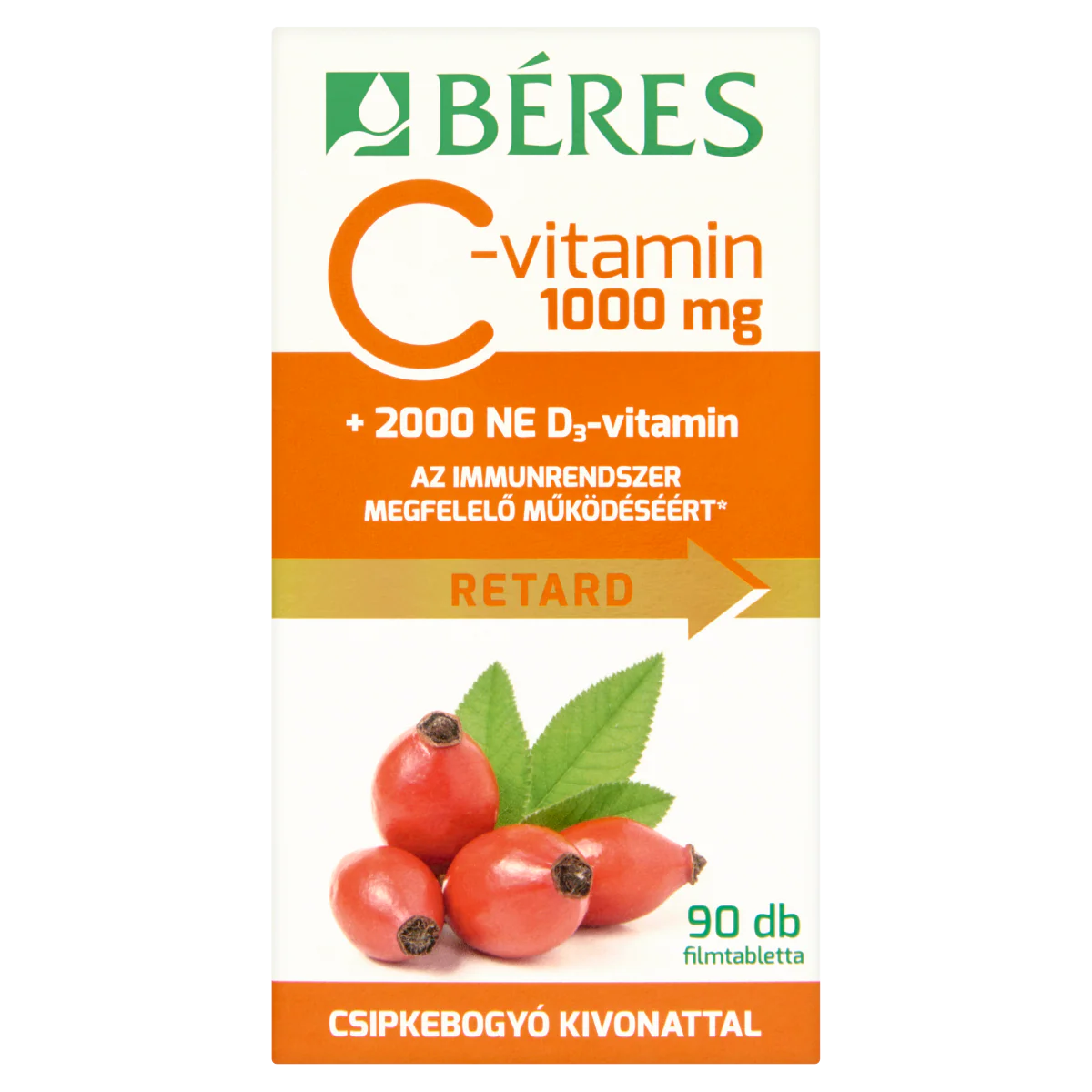 Béres C-vitamin 1000 mg RETARD filmtabletta csipkebogyó kivonattal + 2000 NE D3-vitamin 90 db - Image 4