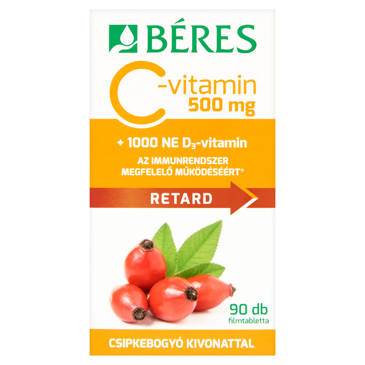 Béres C-vitamin 500 mg Retard filmtabletta csipkebogyó kivonattal + 1000 NE D3-vitamin 90 db - Image 2