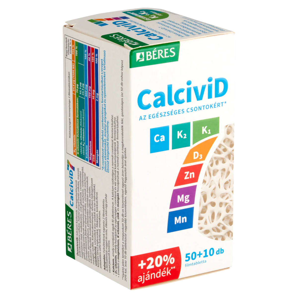 Béres Calcivid 7 étrendkiegészítő filmtabletta 50+10 db - Image 3