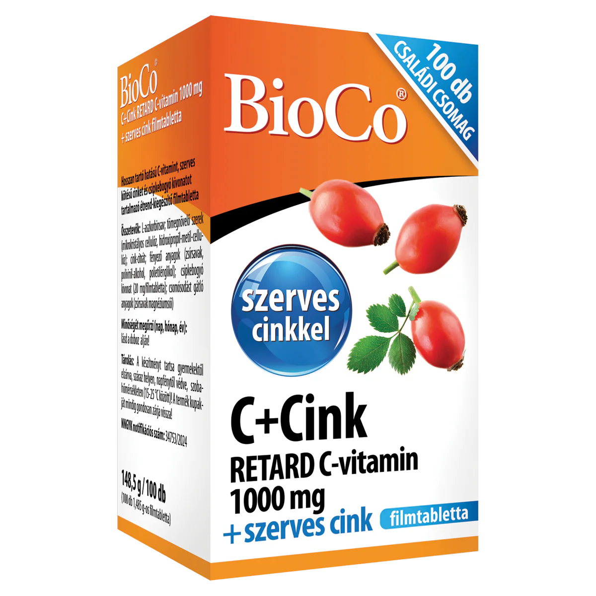 BioCo C+Cink Retard C-vitamin 1000 mg + szerves cink filmtabletta 100 db - Image 4