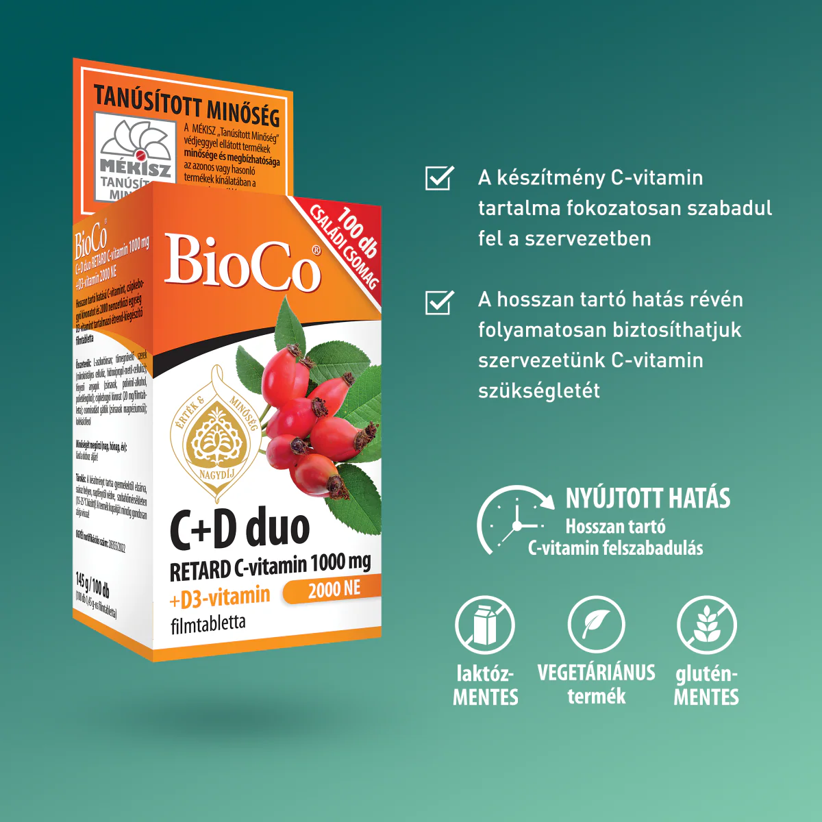 BioCo C+D duo Retard C-vitamin 1000 mg + D3-vitamin 2000 NE filmtabletta 100 db - Image 6