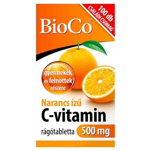 BioCo Narancs ízű C-vitamin 500 mg rágótabletta 100 db