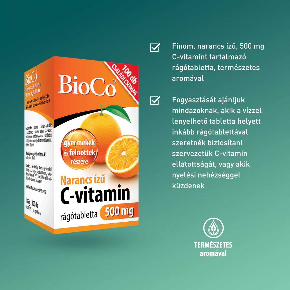 BioCo Narancs ízű C-vitamin 500 mg rágótabletta 100 db - Image 6
