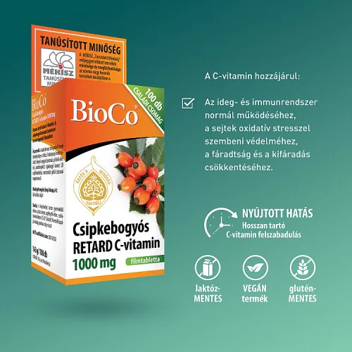 BioCo Csipkebogyós Retard C-vitamin 1000 mg filmtabletta 100 db - Image 2