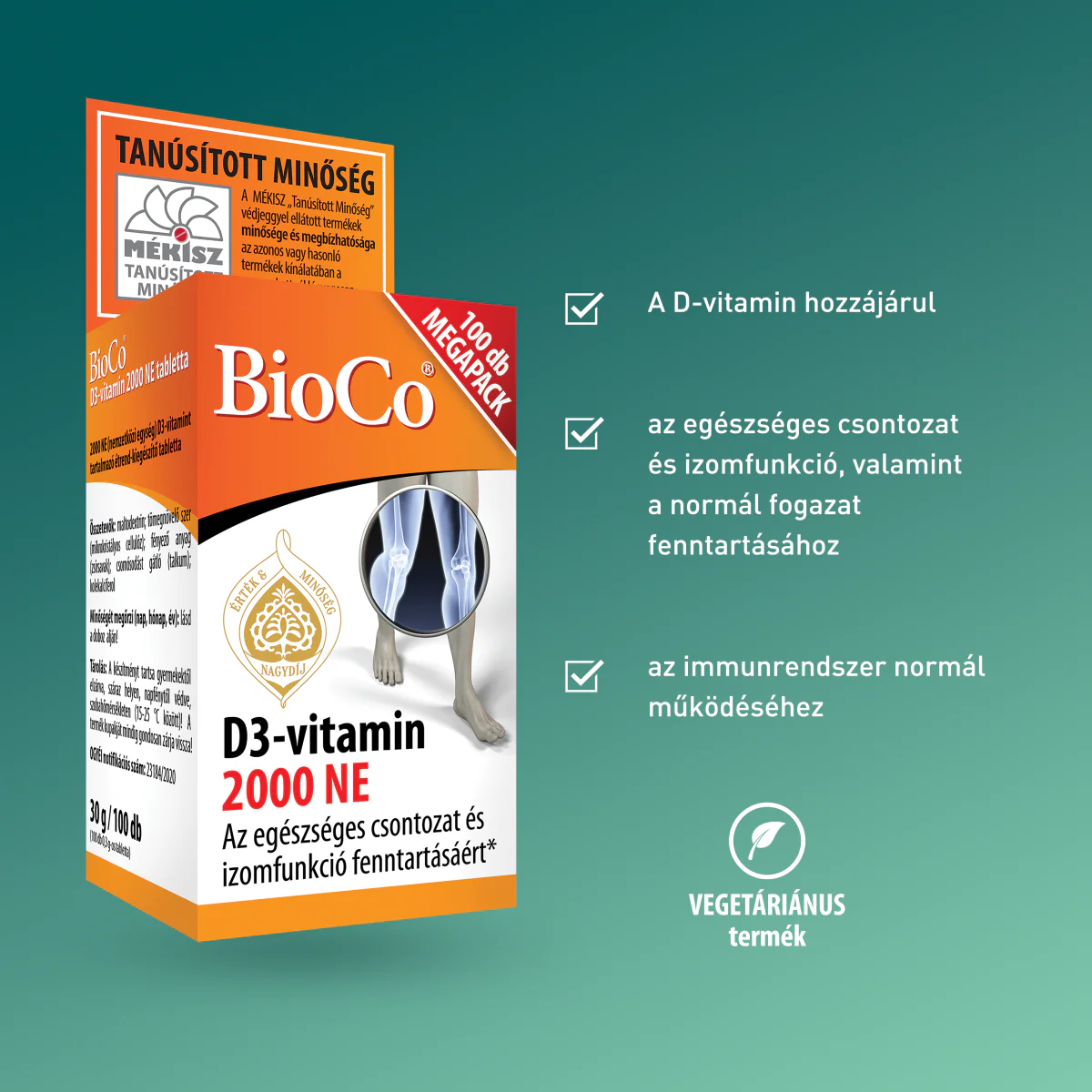 BioCo D3-vitamin 2000 NE étrend-kiegészítő Megapack tabletta 100 db - Image 4