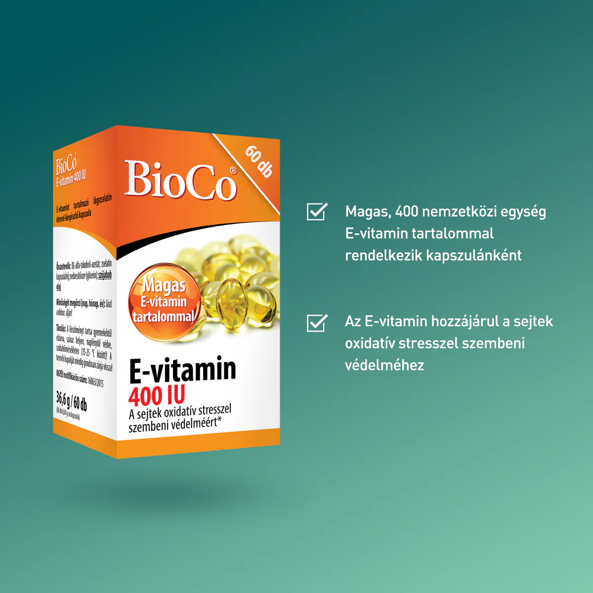 BioCo E-vitamin 400 IU lágyzselatin kapszula 60 db - Image 6