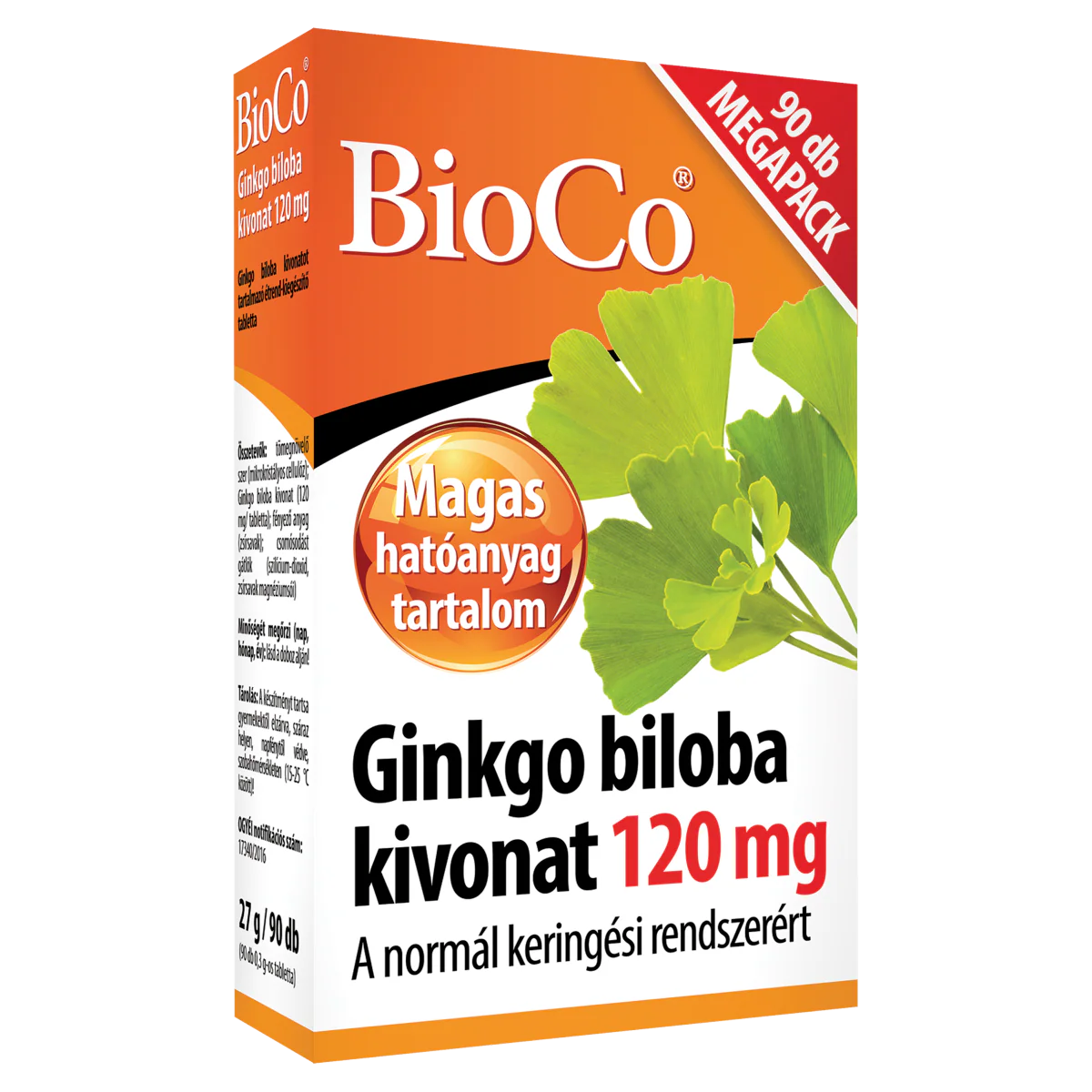 BioCo Ginkgo biloba kivonat 120 mg Megapack tabletta 90 db - Image 5