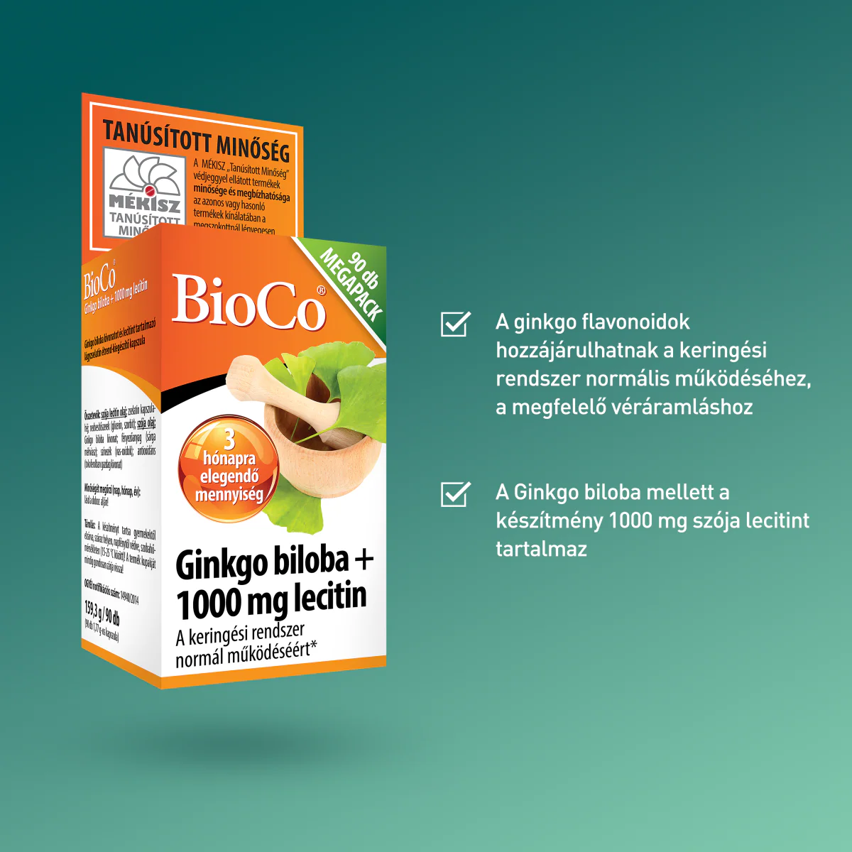 BioCo Ginkgo biloba + Lecitin lágyzselatin kapszula 90 db - Image 6