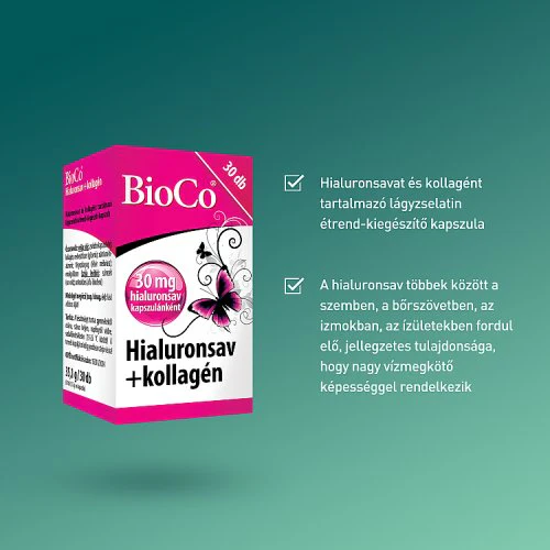BioCo Hialuronsav + Kollagén lågyzselatin kapszula 30 db - Image 2