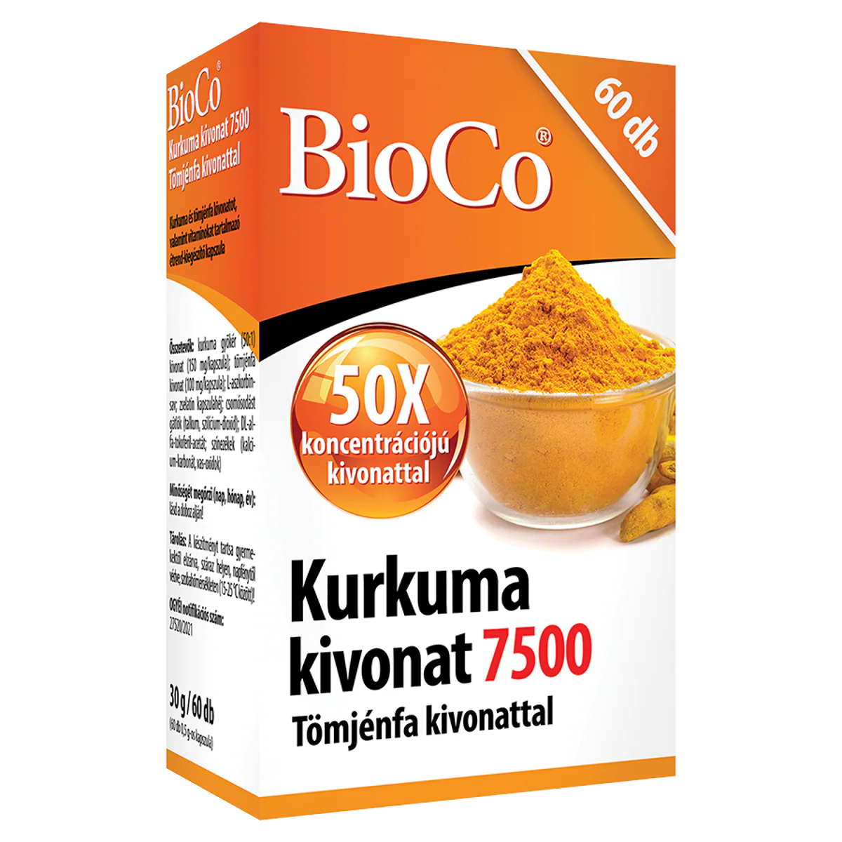 BioCo Kurkuma kivonat 7500 Tömjénfa kivonattal étrend-kiegészítő kapszula 60 db - Image 4