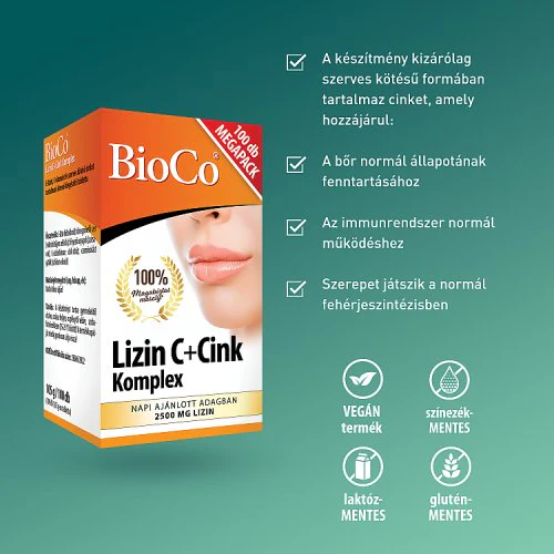 BioCo Lizin C + Cink Komplex étrend-kiegészítő tabletta 100 db - Image 2