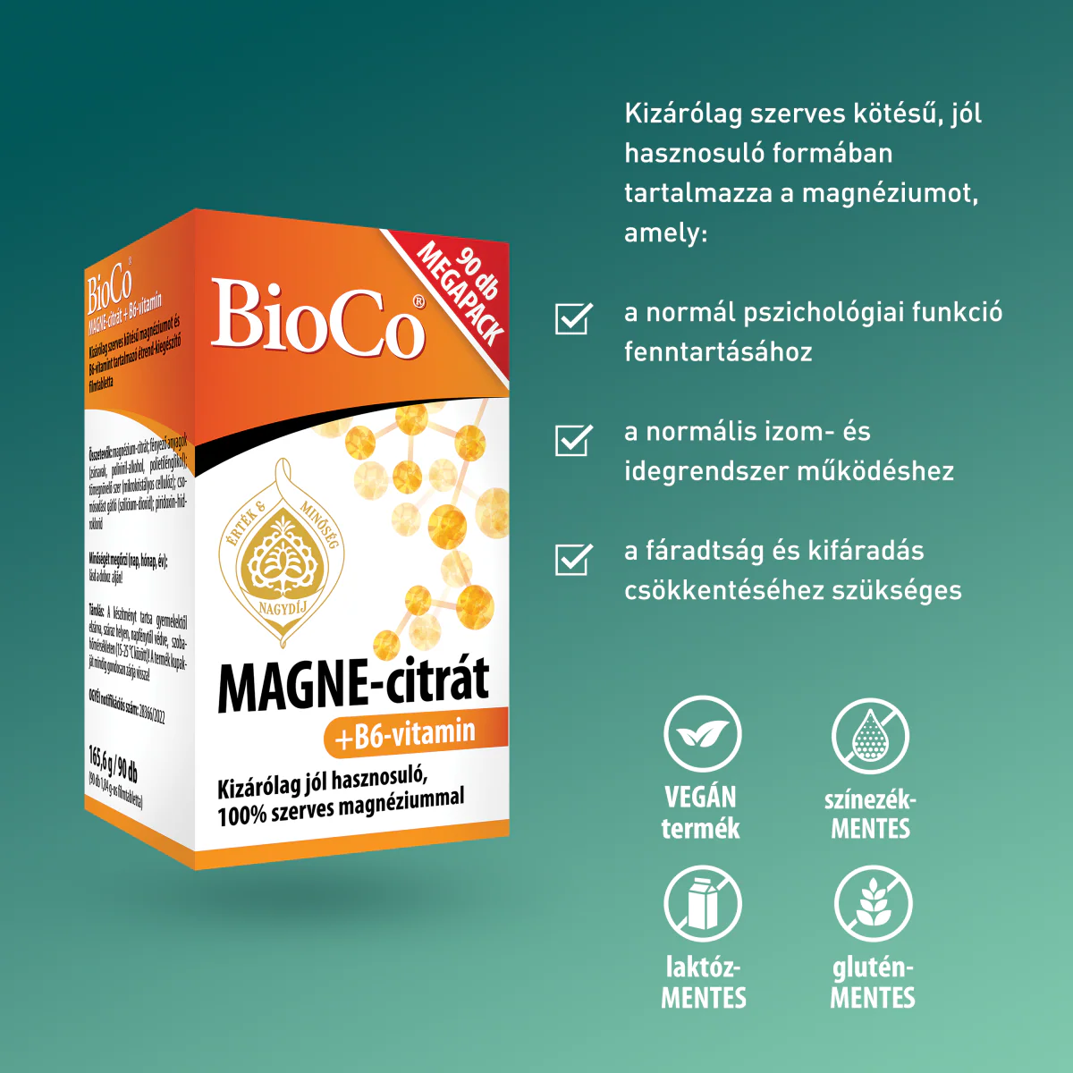 BioCo Magne-citrát + B6-vitamin filmtabletta 90 db - Image 4
