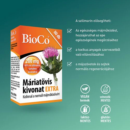 BioCo Máriatövis kivonat Extra étrend-kiegészítő filmtabletta 80 db - Image 2