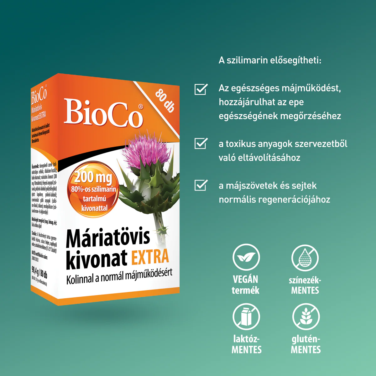 BioCo Máriatövis kivonat Extra étrend-kiegészítő filmtabletta 80 db - Image 6