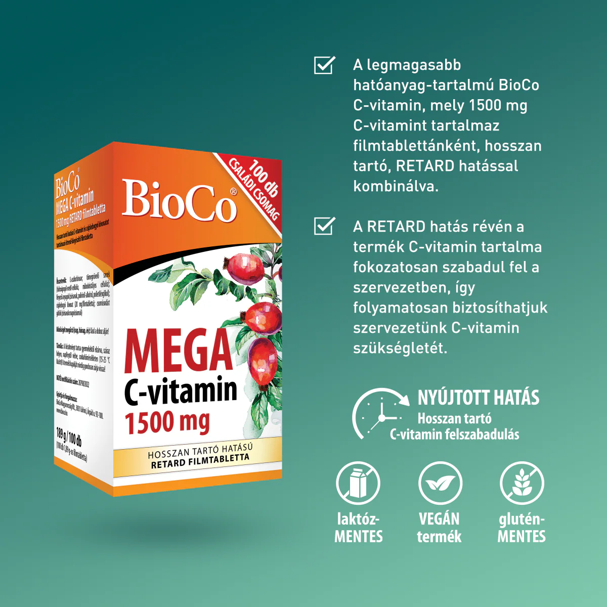 BioCo Mega C-vitamin 1500 mg Retard filmtabletta 100 db - Image 6