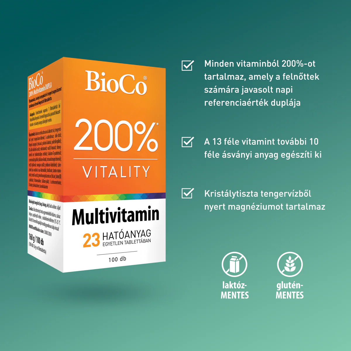 BioCo 200% Vitality Multivitamin Dupla filmtabletta 100 db - Image 4