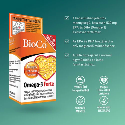BioCo Omega-3 Forte lágyzselatin étrend-kiegészítő kapszula 100 db - Image 2