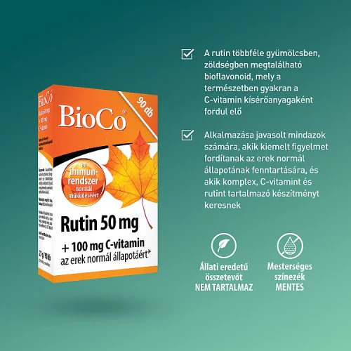 BioCo Rutin 50 mg + 100 mg C-vitamin tabletta 90 db - Image 2