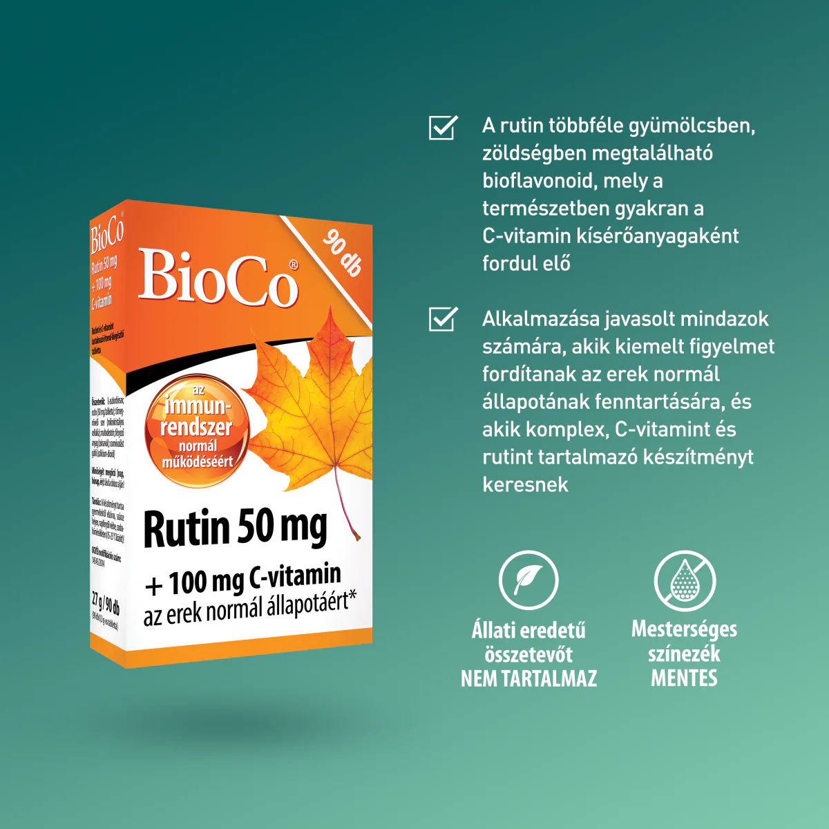 BioCo Rutin 50 mg + 100 mg C-vitamin tabletta 90 db - Image 6