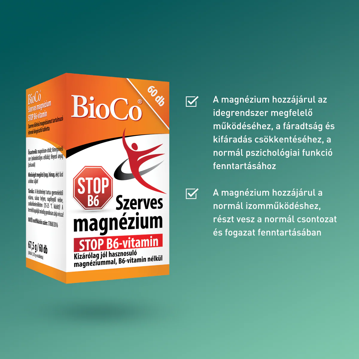 BioCo Szerves Magnézium Stop B6-vitamin tabletta 60 db - Image 6