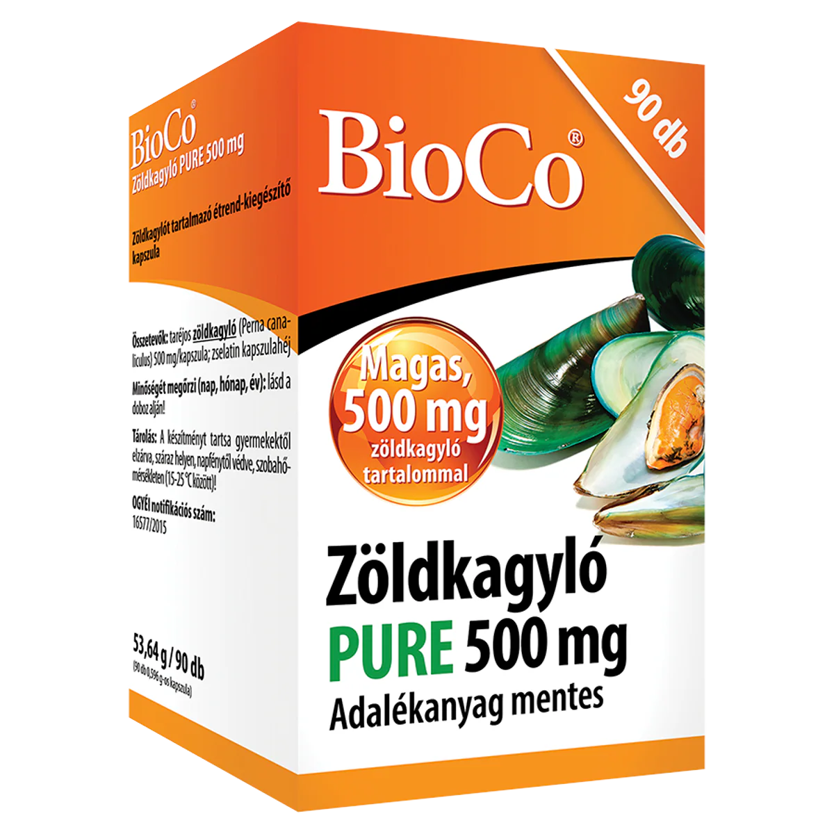 BioCo Zöldkagyló Pure 500 mg kapszula 90 db - Image 4