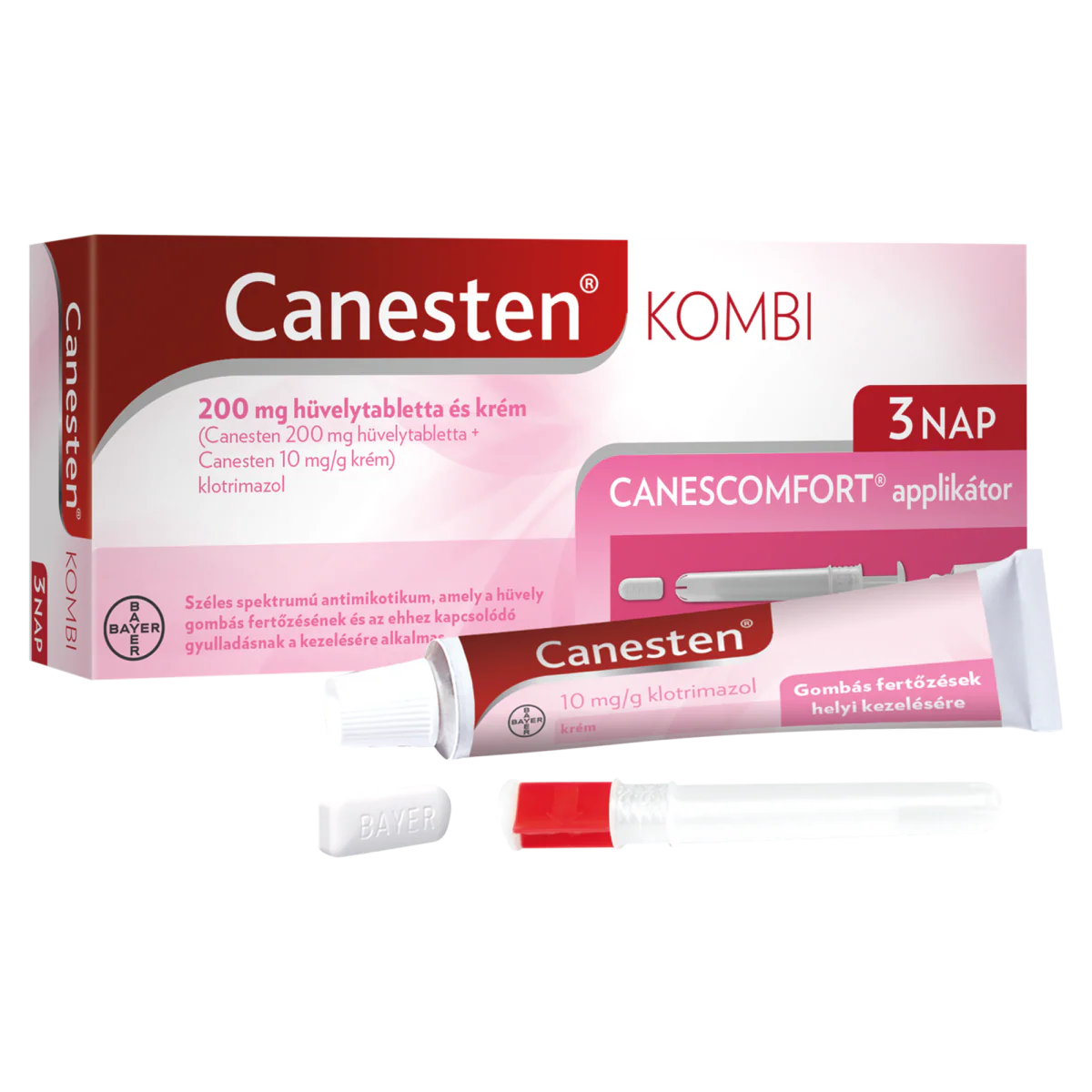 Canesten Kombi 200 mg hüvelytabletta és krém 3x200mg+20g - Image 2