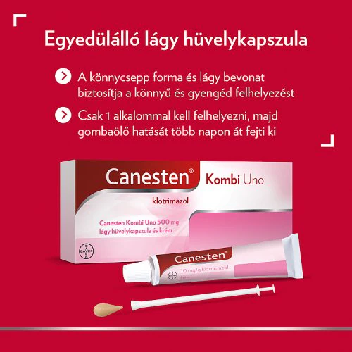 Canesten Kombi Uno 500 mg lágy hüvelykapszula és krém 1 db - Image 3