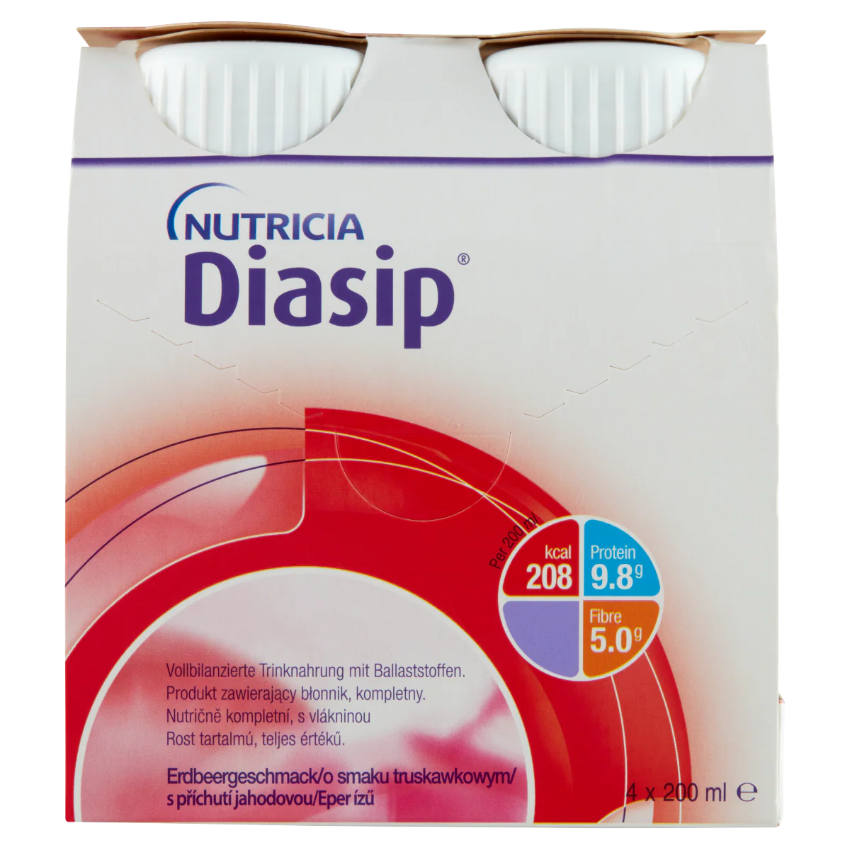 Nutricia Diasip eper ízű speciális gyógyászati célra szánt élelmiszer 4x200ml - Image 4