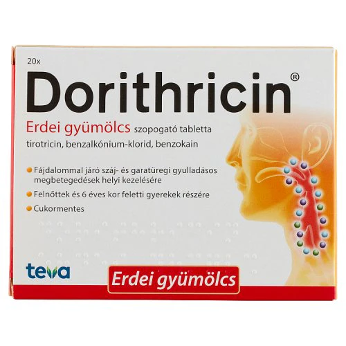 Dorithricin szopogatĂł tabletta erdei gyĂŒmölcs ĂzƱ 20 db
