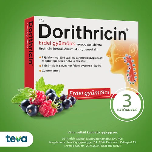Dorithricin szopogatĂł tabletta erdei gyĂŒmölcs ĂzƱ 20 db - Image 5