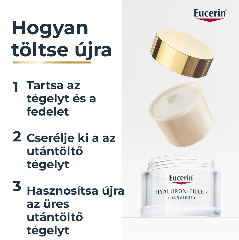 Eucerin Hyaluron-Filler + Elasticity Bőrtömörséget regeneráló éjszakai krém öko-utántöltő 50ml - Image 3