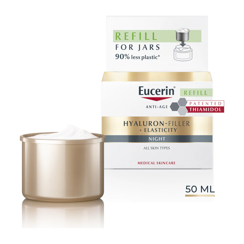 Eucerin Hyaluron-Filler + Elasticity Bőrtömörséget regeneráló éjszakai krém öko-utántöltő 50ml - Image 4