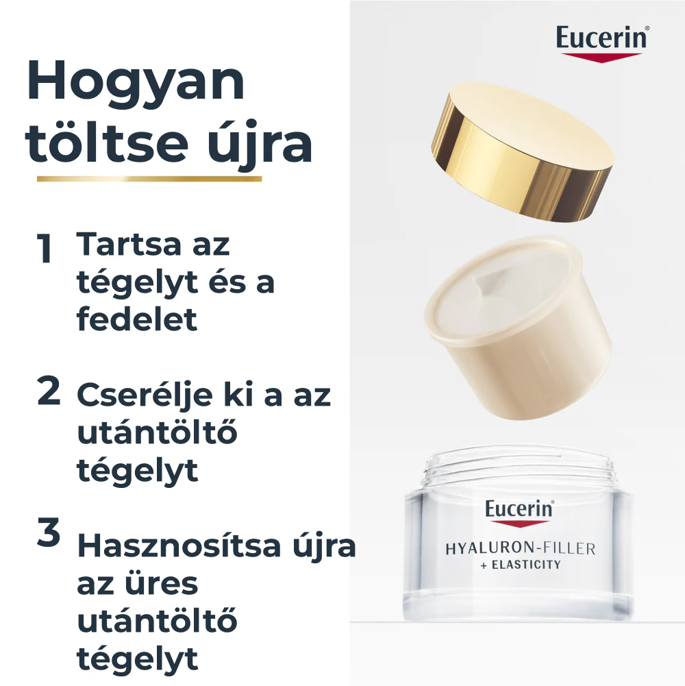 Eucerin Hyaluron-Filler + Elasticity Bőrtömörséget regeneráló nappali arckrém SPF30 öko-utántöltő 50ml - Image 3