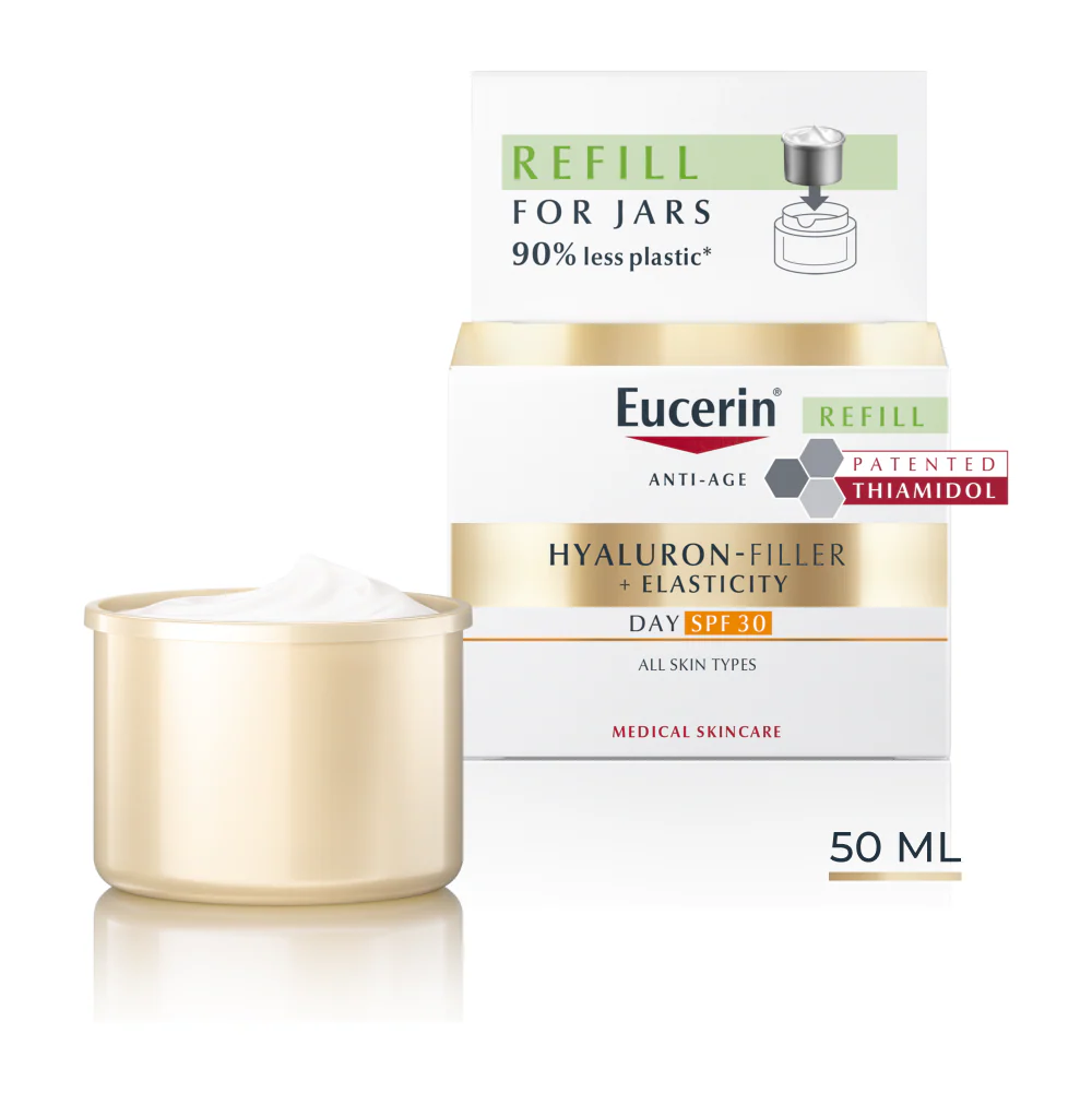 Eucerin Hyaluron-Filler + Elasticity Bőrtömörséget regeneráló nappali arckrém SPF30 öko-utántöltő 50ml - Image 6