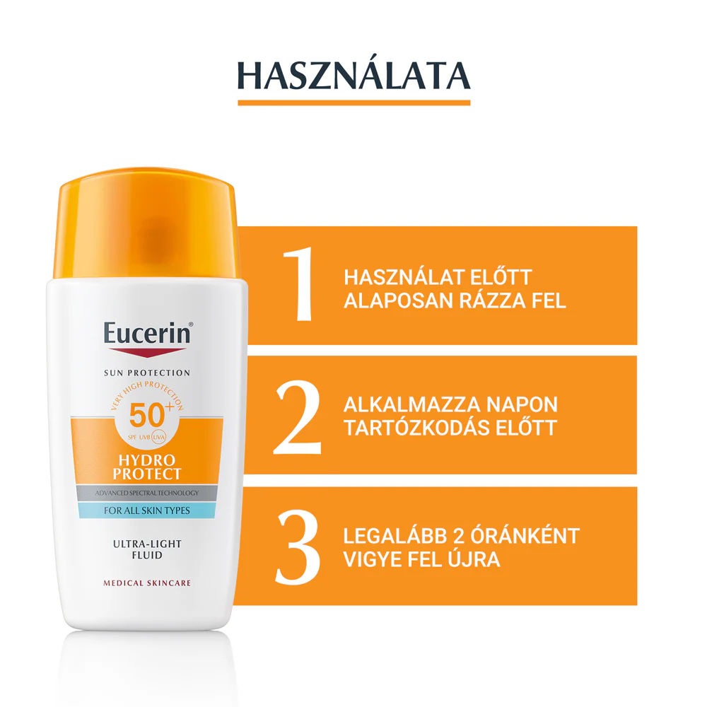 Eucerin Sun Hydro-Protect ultra könnyű napozó fluid arcra SPF50+ 50ml - Image 2