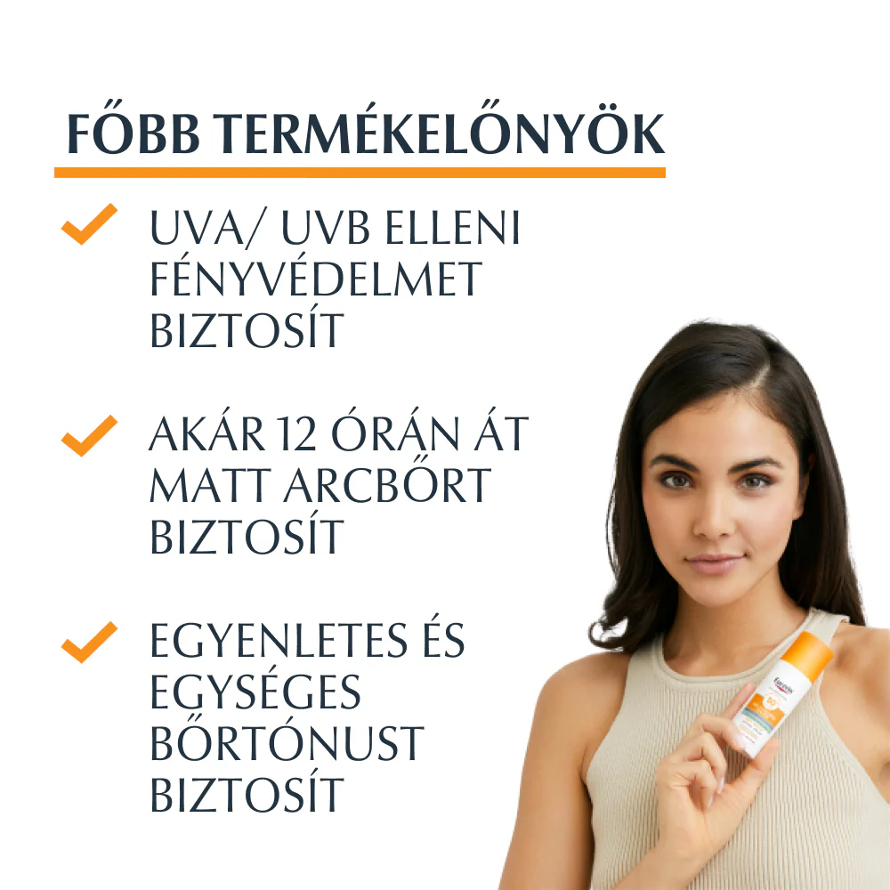 Eucerin Sun Oil Control színezett napozó gél-krém arcra medium SPF50+ 50ml - Image 3