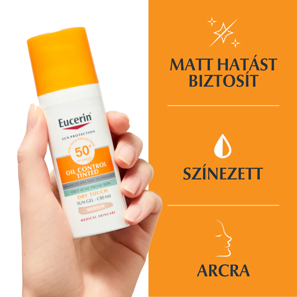 Eucerin Sun Oil Control színezett napozó gél-krém arcra medium SPF50+ 50ml - Image 4