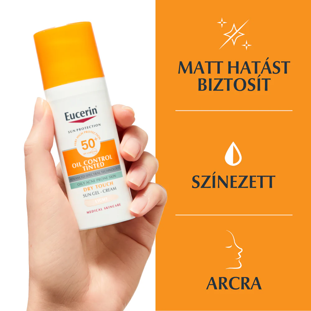 Eucerin Sun Oil Control színezett napozó gél-krém arcra light SPF50+ 50ml - Image 5
