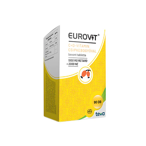 Eurovit C+D vitamin csipkebogyóval bevont tabletta 90 db