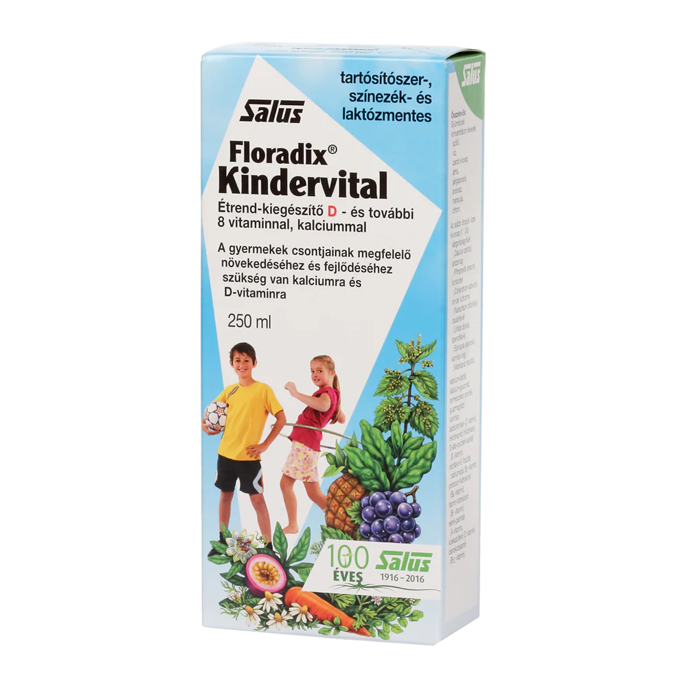 Floradix Kindervital szirup D-vitaminnal, kalciummal és 8 vitaminnal 250ml