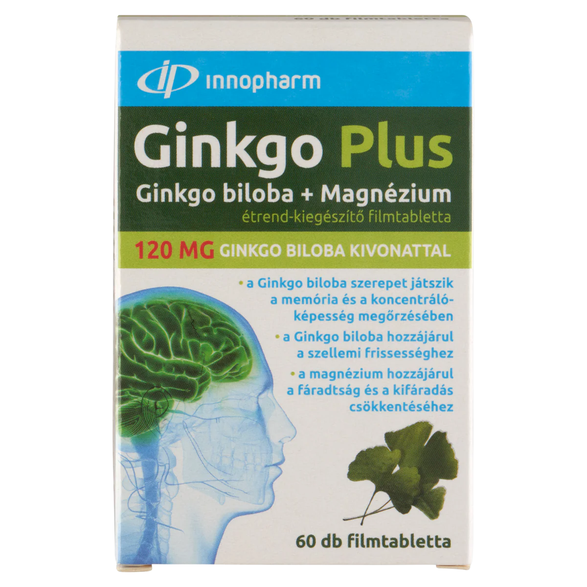 Innopharm Ginkgo Plus Ginkgo Biloba + Magnézium 120mg filmtabletta 60 db - Image 3