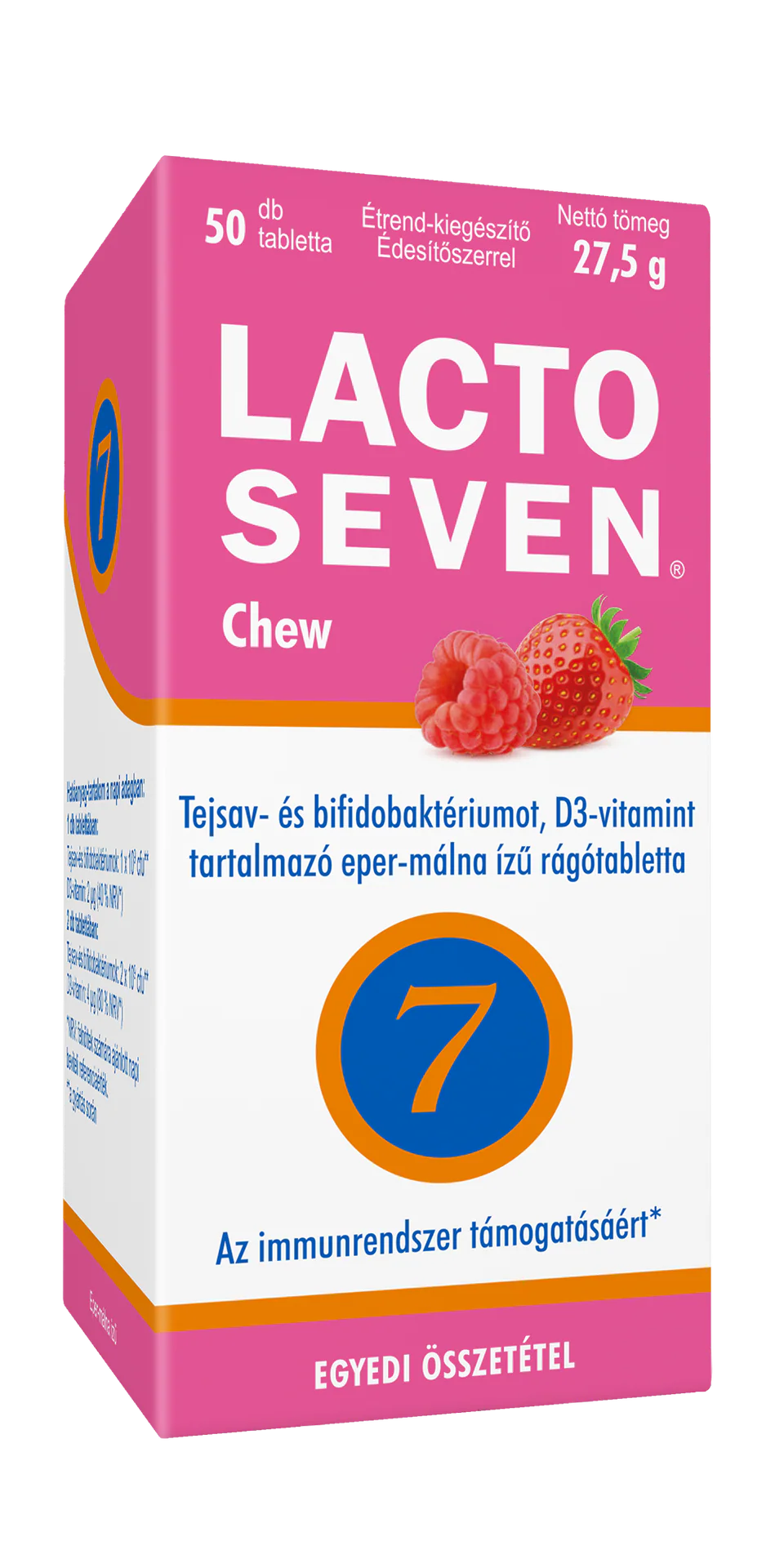 Lactoseven Chew rágótabletta eper málna 50 db - Image 2
