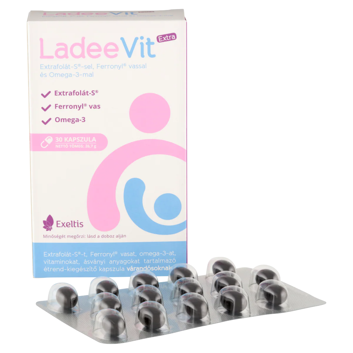 Ladeevit Extra Extrafolát-S-sel, Feronyl vassal ésOmega 3-mal kapszula 30 db - Image 8