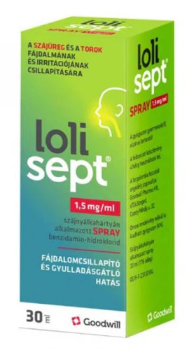 Lolisept 1,5 mg/ml szájnyálkahártyán alkalmazott spray 30ml