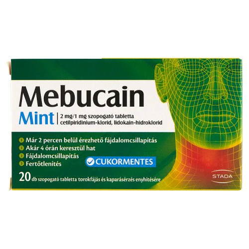 Mebucain Mint 2mg/1mg szopogató tabletta 20 db