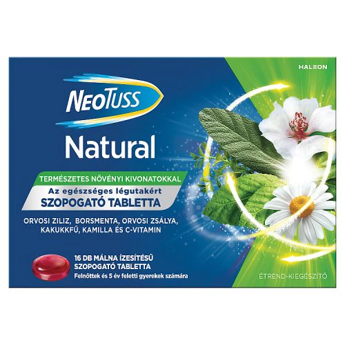 Neotuss Natural szopogatĂł tabletta mĂĄlna ĂzƱ 16 db
