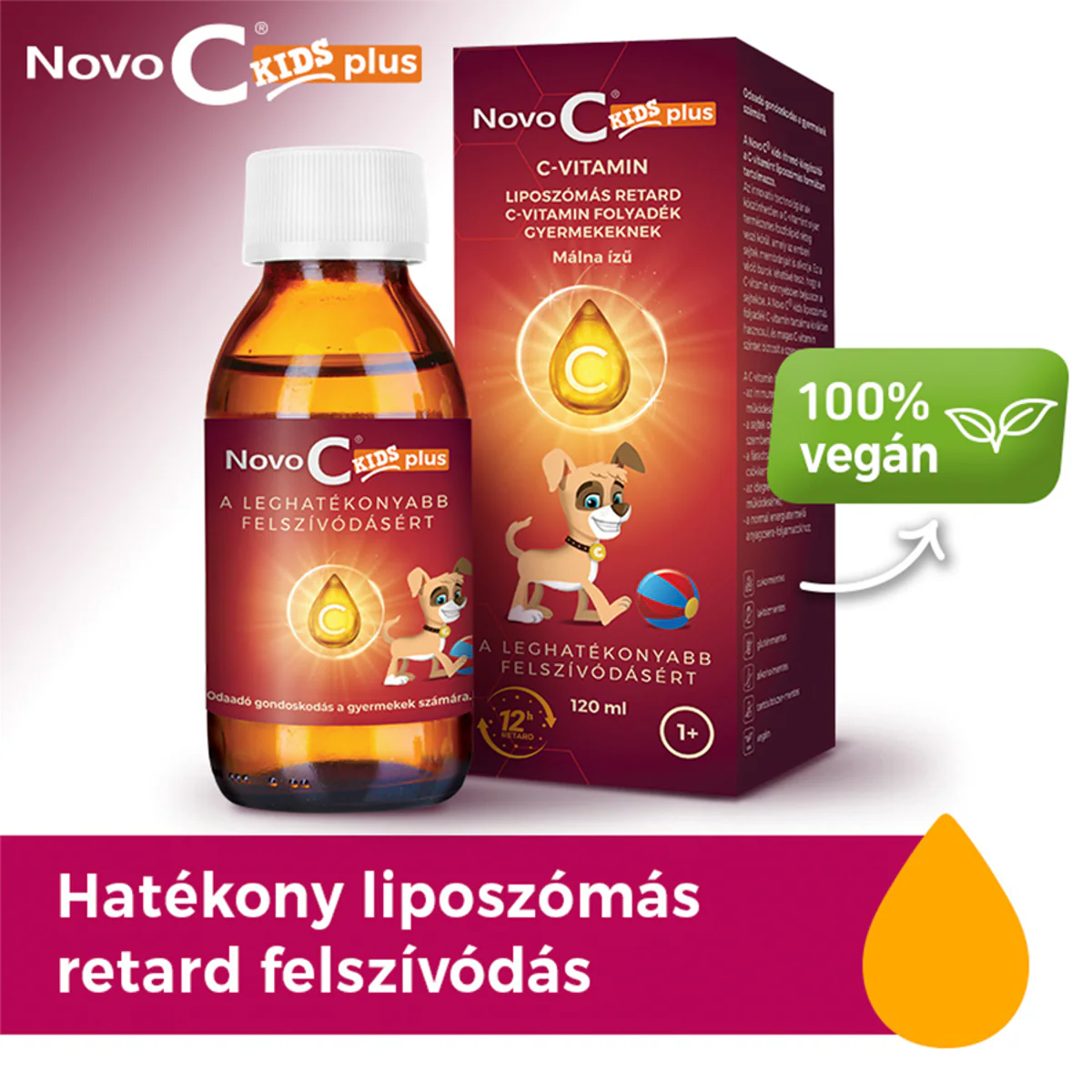 Novo C Kids C-vitamin liposzómás folyadék málna ízben 120ml - Image 11